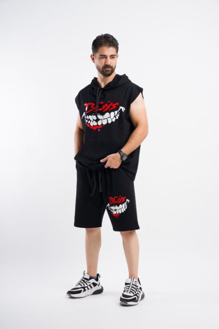 ست هودی شلوارک کلاه دار طرح Boys